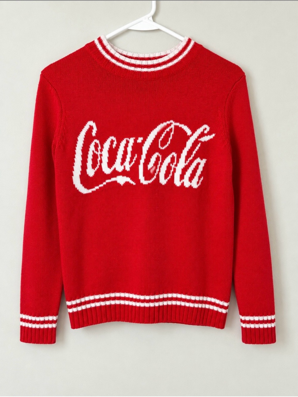Vintage Coca-Cola Red Knit Sweater Crewneck Pullover Size S - Picture 2 of 8